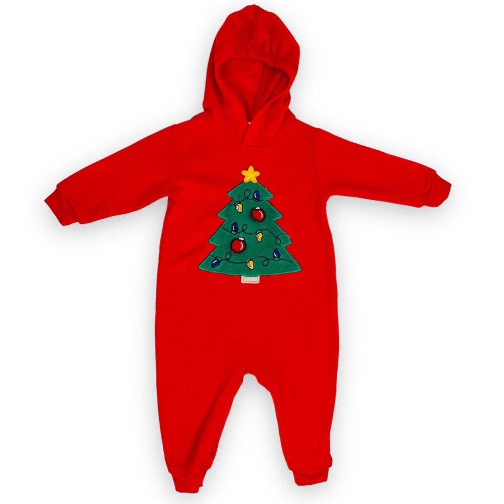 Vintage Sesame Street Christmas Tree Holiday Hooded Jumper Romper Outfit 18m +